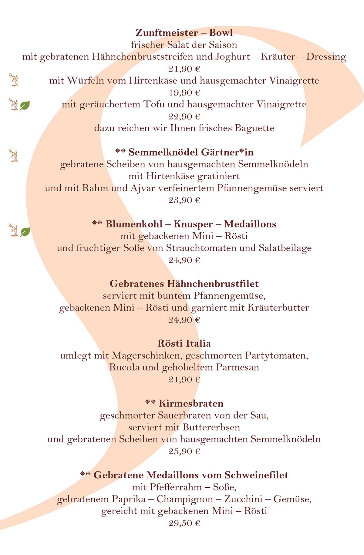 Speisekarte Seite 2